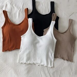 Women's Ribbed Tank Top - Black, White, Brown, Tan
